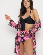 rosse line Bikini Negru și Roz Sutien cu legături și Chiloți clasici cu Acoperire suplimentară din plasă Zareliah