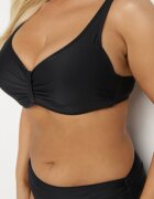 rosse line Bikini negru Sutien cu încrețituri și Chiloți figi cu șnururi Sarimine