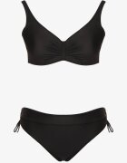 rosse line Bikini negru Sutien cu încrețituri și Chiloți figi cu șnururi Sarimine