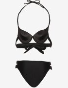 rosse line Bikini negru sutien și chiloți tip slip decorați cu decupaje Kinlira