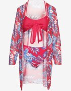 rosse line Bikini Roșu Sutien Legat și Chiloți figi cu Narzutcă Suplimentară din Plasă Zareliah
