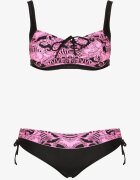rosse line Bikini roz cu șnururi Sutien și chiloți figi Miladenna