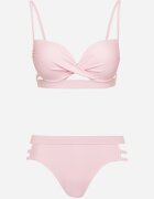 rosse line Bikini roz deschis Sutien cu legătură și chiloți figi decorați cu decupaje Kinelena