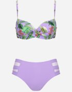 rosse line Bikini Violet Chiloți Figi cu Inserții din Plasă și Sutien cu Frunze Kinella