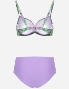 rosse line Bikini Violet Chiloți Figi cu Inserții din Plasă și Sutien cu Frunze Kinella