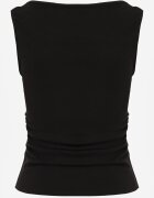 rosse line Bluză din vâscoză fără mâneci cu încrețire aplicație și decolteu bărcuță Alastos Neagră