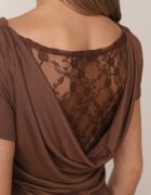 rosse line Bluză din viscoză cu mânecă scurtă cu dantelă și decolteu tip apă la spate Hermastis Maro