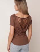rosse line Bluză din viscoză cu mânecă scurtă cu dantelă și decolteu tip apă la spate Hermastis Maro