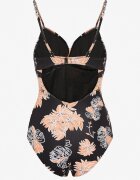 rosse line Costum de baie Portocaliu-Negru Monopiesa cu decupaj la spate Ulonitia