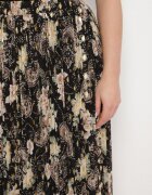 rosse line Fustă Neagră Plisată Evazată Florală Decorată cu Imprimeu Metalic Folenisa