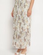 rosse line Fustă Verde Plisată Evazată Florală Decorată Cu Imprimeu Metalic Folenisa