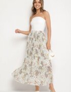 rosse line Fustă Verde Plisată Evazată Florală Decorată Cu Imprimeu Metalic Folenisa