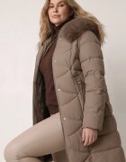 rosse line Geacă de iarnă mediu căptușită cu bordură din blană la glugă Kirstita Bej închis