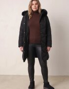 rosse line Geacă de iarnă mediu căptușită cu bordură din blană la glugă Kirstita Neagră