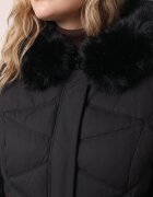 rosse line Geacă de iarnă mediu căptușită cu bordură din blană la glugă Kirstita Neagră