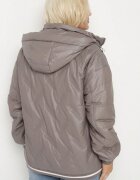rosse line Geacă Gri închis Matlasată cu Glugă Detașabilă și Manșete Decorative Dorseli