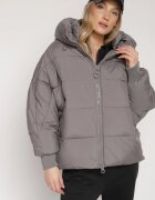 rosse line Geacă Gri Matlasată Croială Oversize cu Glugă Mevisana