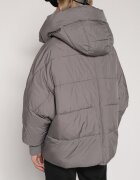 rosse line Geacă Gri Matlasată Croială Oversize cu Glugă Mevisana