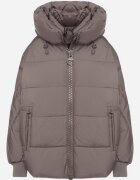 rosse line Geacă Gri Matlasată Croială Oversize cu Glugă Mevisana