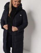 rosse line Geacă Lungă Bleumarin Matlasată cu Glugă și Fermoare Laterale Mevoressa