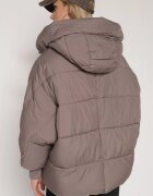 rosse line Geacă Matlasată Bej închis de Croială Oversize cu Glugă Mevisana