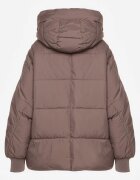 rosse line Geacă Matlasată Bej închis de Croială Oversize cu Glugă Mevisana