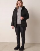 rosse line Geacă matlasată de tranziție cu croială ușor ajustată și glugă detașabilă Zallina Neagră
