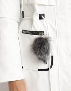 rosse line Geacă Parka Albă cu Glugă și Pandantiv Decorativ Strânsă în Talie Zerilie
