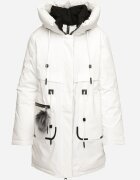 rosse line Geacă Parka Albă cu Glugă și Pandantiv Decorativ Strânsă în Talie Zerilie
