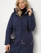rosse line Geacă Parka bleumarin cu glugă și pandantiv decorativ strânsă în talie Zerilie
