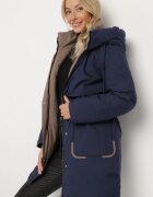 rosse line Geacă Parka bleumarin cu glugă și pandantiv decorativ strânsă în talie Zerilie