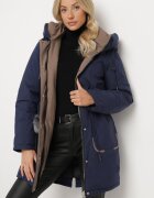 rosse line Geacă Parka bleumarin cu glugă și pandantiv decorativ strânsă în talie Zerilie