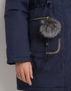 rosse line Geacă Parka bleumarin cu glugă și pandantiv decorativ strânsă în talie Zerilie