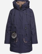 rosse line Geacă Parka bleumarin cu glugă și pandantiv decorativ strânsă în talie Zerilie