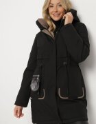 rosse line Geacă Parka Neagră cu Glugă și Breloc Decorativ Ajustabilă în Talie Zerilie