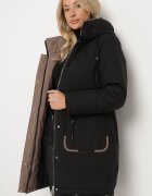rosse line Geacă Parka Neagră cu Glugă și Breloc Decorativ Ajustabilă în Talie Zerilie