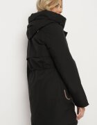 rosse line Geacă Parka Neagră cu Glugă și Breloc Decorativ Ajustabilă în Talie Zerilie