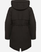 rosse line Geacă Parka Neagră cu Glugă și Breloc Decorativ Ajustabilă în Talie Zerilie