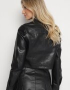 rosse line Geacă Ramones Neagră în stil motociclist cu cataramă Terlia