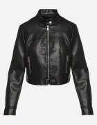 rosse line Geacă Ramones Neagră în stil motociclist cu cataramă Terlia