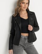 rosse line Jachetă Neagră Biker cu Capse și Fermoar Asimetric Mevilina