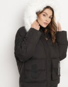 rosse line Jachetă Neagră Matlasată cu Blană Detașabilă Nomizia