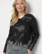 rosse line Jachetă Neagră Ramones cu Nasturi Decorativi Sesiania