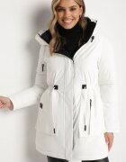 rosse line Jachetă Parka Albă cu glugă cu talie ajustabilă Semielin