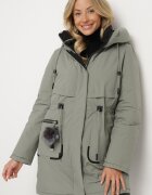 rosse line Jachetă Parka Verde cu Glugă și Pandantiv Decorativ Strânsă în Talie Zerilie