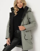 rosse line Jachetă Parka Verde cu Glugă și Pandantiv Decorativ Strânsă în Talie Zerilie