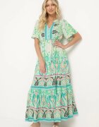 rosse line Rochie din viscoză verde Boho cu nasturi cu curea din material în talie Dimovana