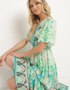 rosse line Rochie din viscoză verde Boho cu nasturi cu curea din material în talie Dimovana