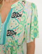 rosse line Rochie din viscoză verde Boho cu nasturi cu curea din material în talie Dimovana