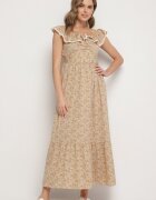 rosse line Rochie Galbenă Decorată cu Volane Folirae